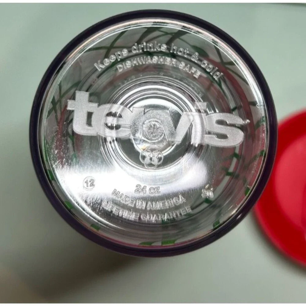24 oz Tervis Tumbler with Red Lid and Red Poppies on Green Stems